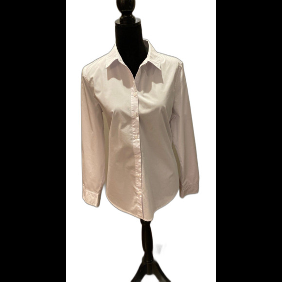 Time and Tru  Womens Blouse Size Large Top Classic White  Fitted Button Down - Picture 1 of 11